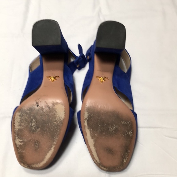 Prada lapis blue suede sandals with 4” heel - Picture 5 of 6